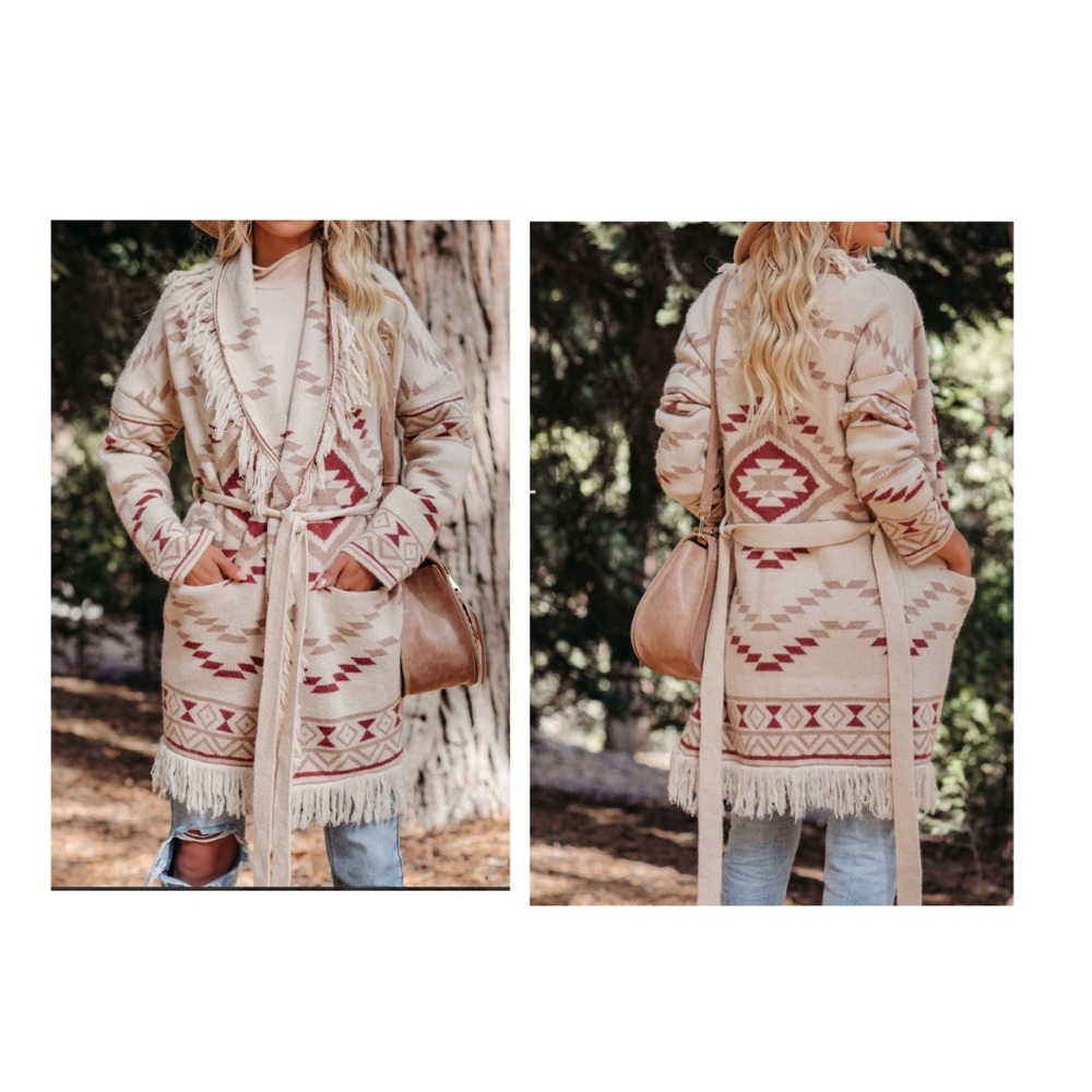 GRACE+ KARMA Moller Belted Fringe Cardigan Size 3X
